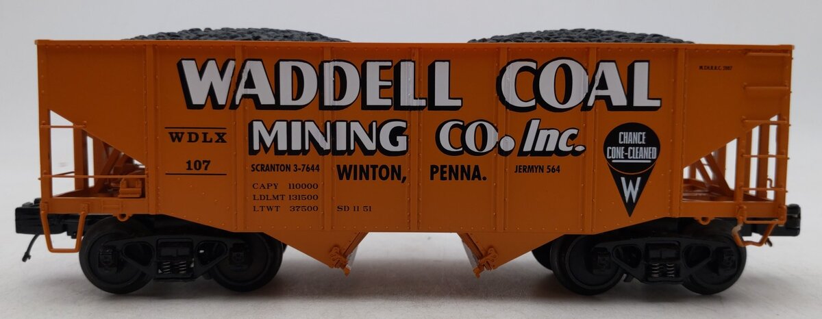 MTH 20-97200 O Waddell Coal MTHRRC 2007 Fish Belly Hopper Car w/Load #107 EX/Box