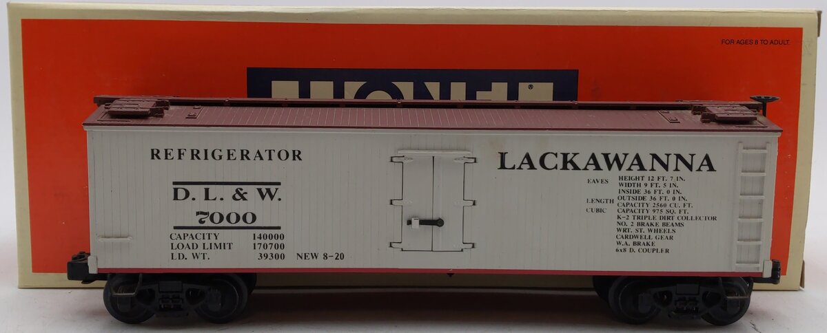 Lionel 6-51301 O Gauge Lackawanna Refrigerator Car #7000 EX/Box
