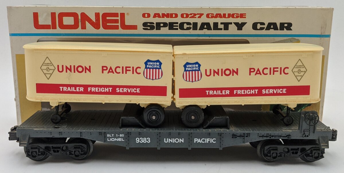 Lionel 6-9383 O Gauge Union Pacific FAR Piggyback Flatcar w/ Trailers EX/Box