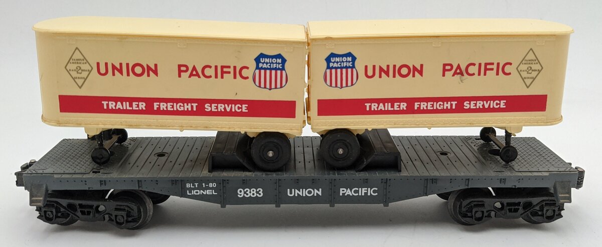 Lionel 6-9383 O Gauge Union Pacific FAR Piggyback Flatcar w/ Trailers EX/Box