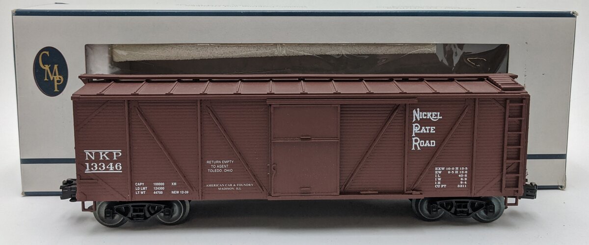 Crown OB-101 O Gauge Nickel Plate Road Outside Braced Boxcar #13346 VG/Box
