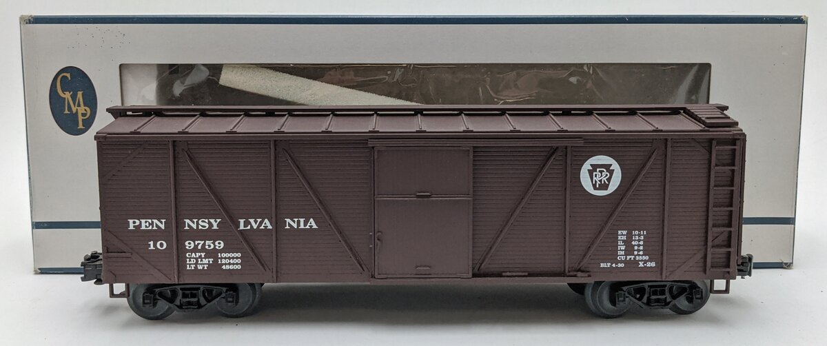 Crown OB103 O Gauge Pennsylvania Outside Braced Hi-Rail Boxcar #109759 LN/Box