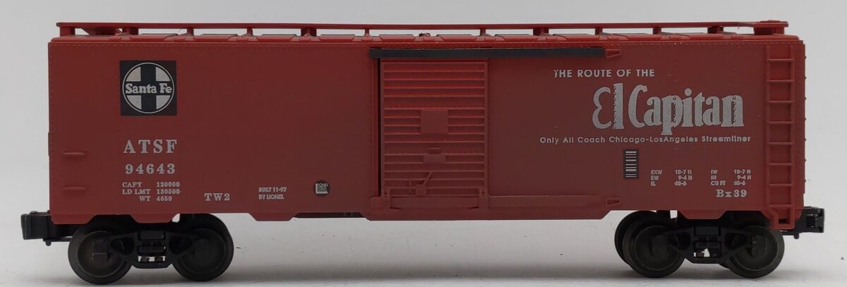 Lionel 6-17241 O Gauge AT&SF El Capitan Boxcar #94643 EX/Box