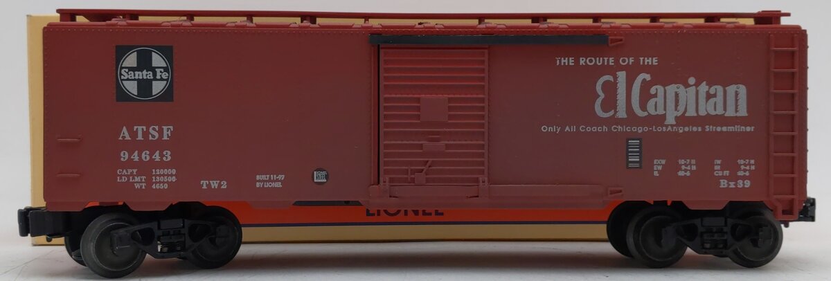 Lionel 6-17241 O Gauge AT&SF El Capitan Boxcar #94643 EX/Box