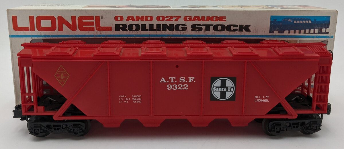 Lionel 6-9322 O Gauge Famous American Railroad Series AT&SF 4-Bay Hopper EX/Box