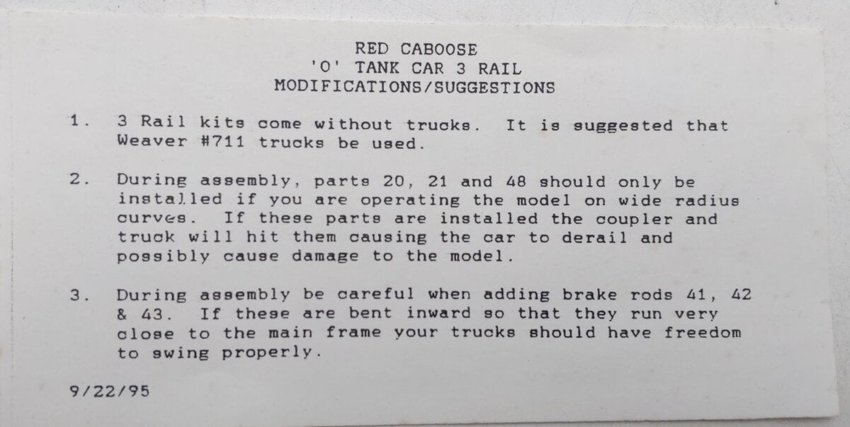 Red Caboose O Scale Type 103 W  3 Rail, 10,000 Gallon Tank Car NIB
