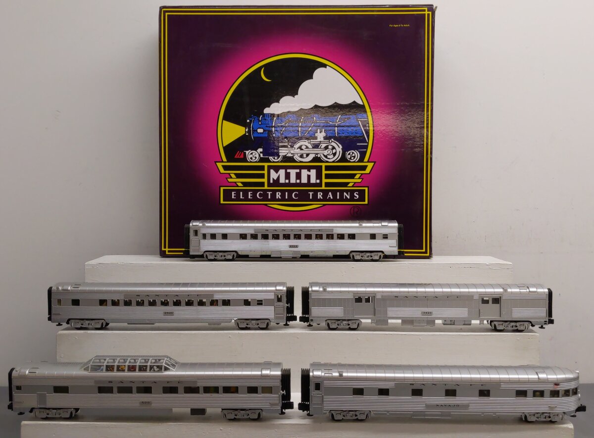 MTH 20-6543 O Santa Fe 70' Streamlined Passenger Car Set (Set of 5) VG/Box
