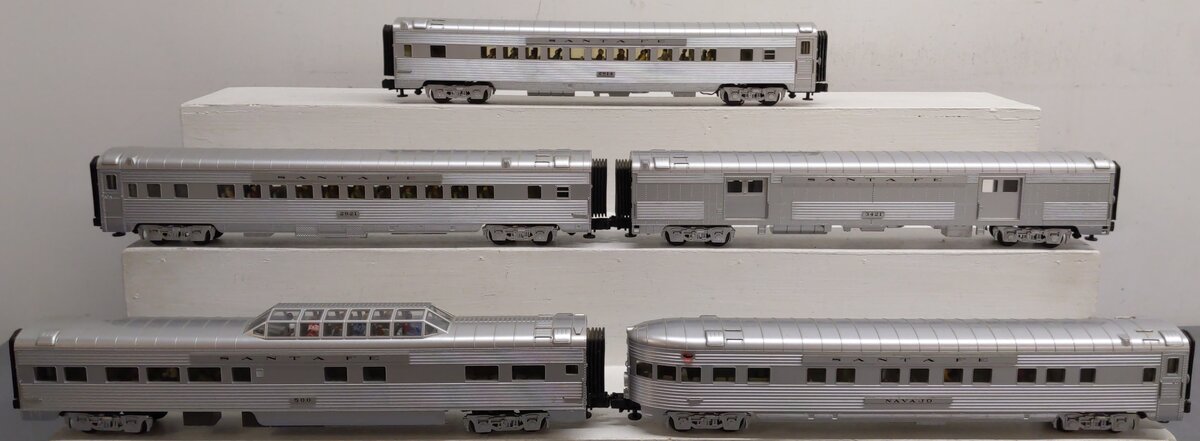 MTH 20-6543 O Santa Fe 70' Streamlined Passenger Car Set (Set of 5) VG/Box