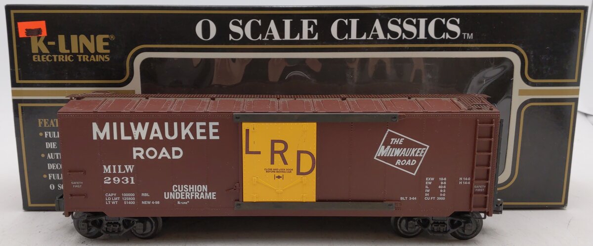 K-Line K761-1371 O Gauge Milwaukee Road Boxcar #2931 EX/Box