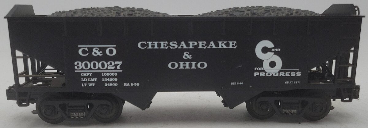 MTH 20-97416 O Gauge Chesapeake & Ohio 2-Bay Hopper w/Coal Load EX/Box