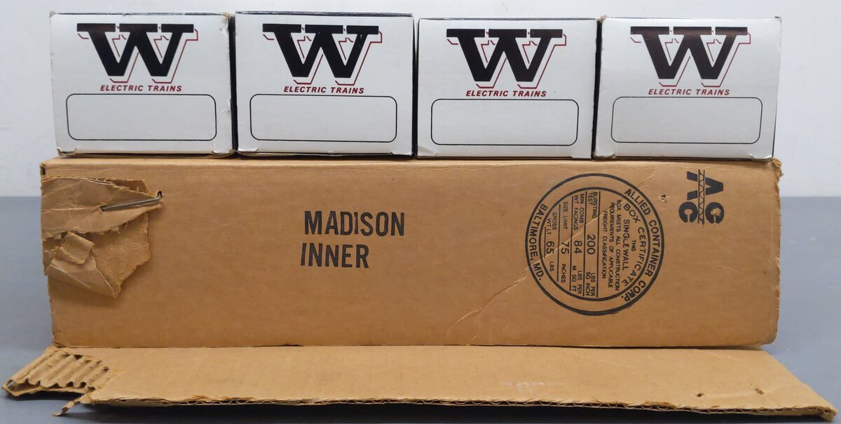 Williams 2508 O Gauge Santa Fe Madison 4-Car Passenger Car Set EX/Box
