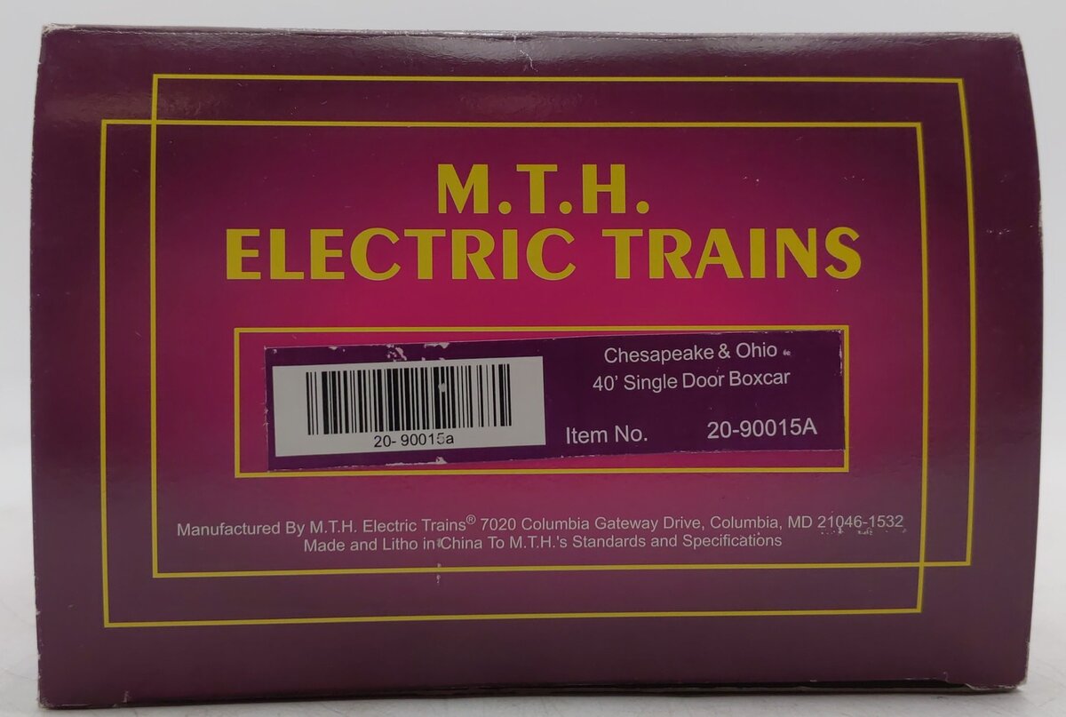 MTH 20-90015A O Gauge Chesapeake & Ohio 40' Single Door Boxcar #15153 EX/Box