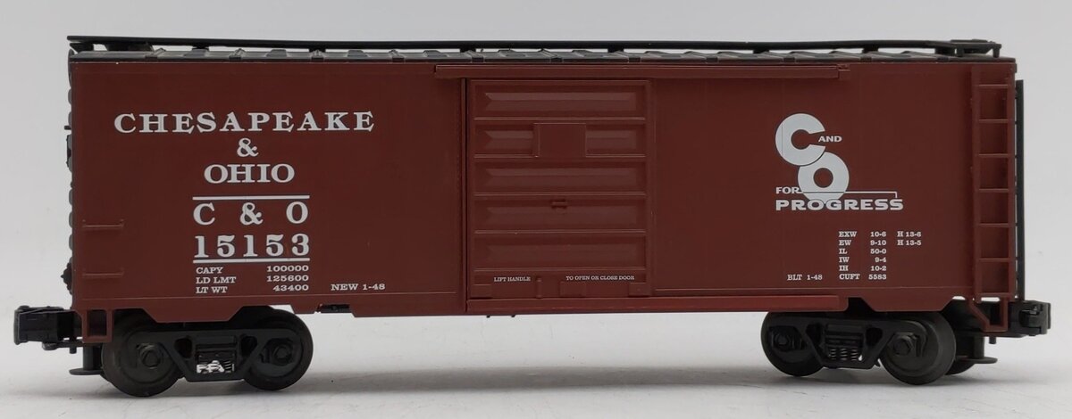 MTH 20-90015A O Gauge Chesapeake & Ohio 40' Single Door Boxcar #15153 EX/Box