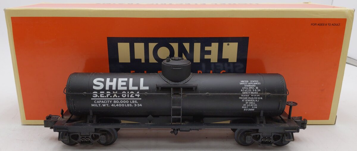 Lionel 6-51300 O Gauge Shell Semi-Scale Single Dome Tank Car #8124 EX/Box