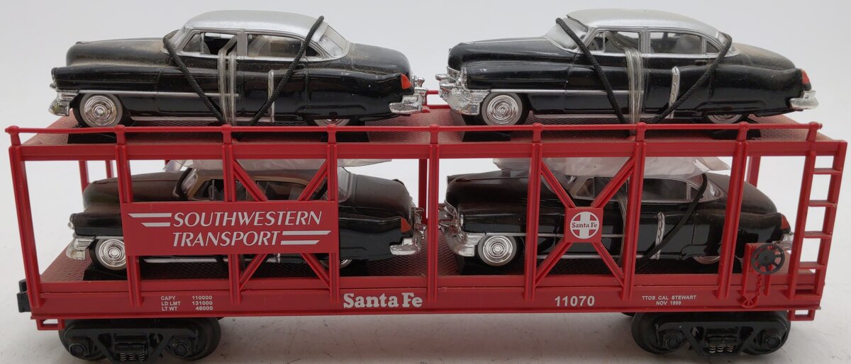 MTH 30-7674 O Gauge UP Southwestern Transport Auto Carrier W/Ertl T-Birds #11071 EX/Box