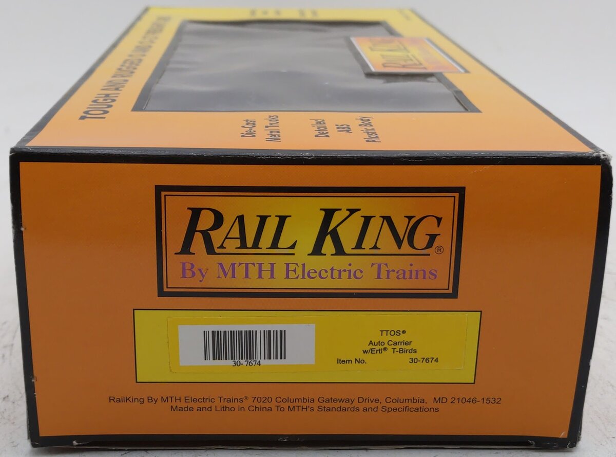 MTH 30-7674 O Gauge UP Southwestern Transport Auto Carrier W/Ertl T-Birds #11071 EX/Box