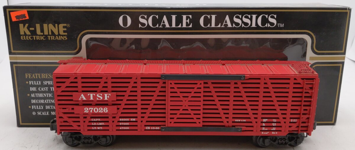 K-Line K763-1051 O ATSF Stock Car #27026 LN/Box