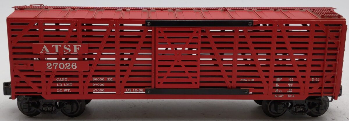 K-Line K763-1051 O ATSF Stock Car #27026 LN/Box