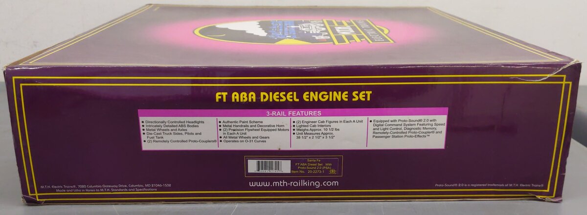 MTH 20-2273-1 Santa Fe FT ABA Diesel Engine Set w/PS2 #167 EX/Box