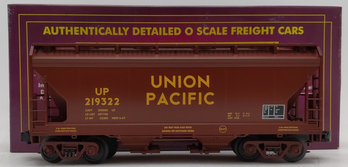 MTH 20-97490 O Union Pacific 2-Bay Centerflow Hopper #219322 NIB