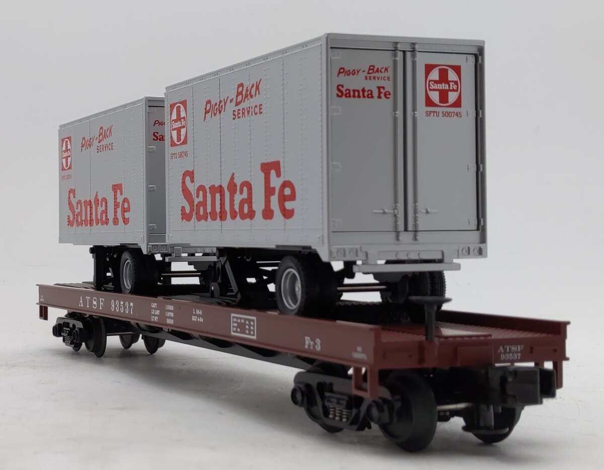 MTH 20-98111 Santa Fe Flatcar with 2 Santa Fe Trailers NIB