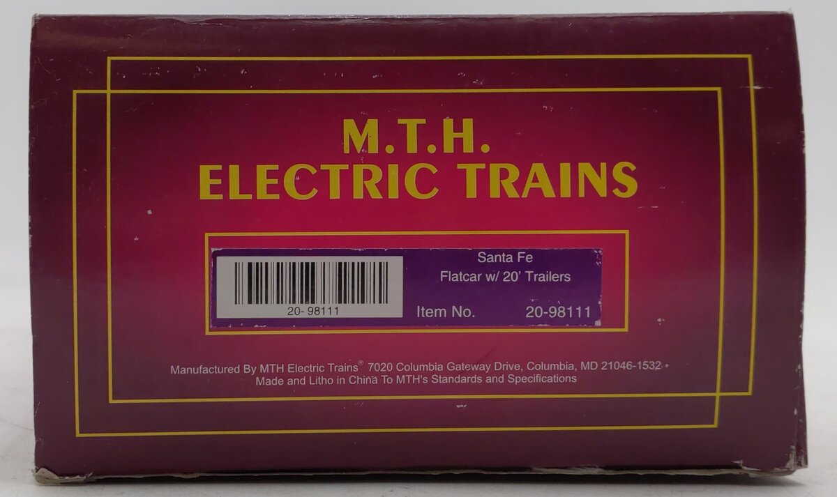 MTH 20-98111 Santa Fe Flatcar with 2 Santa Fe Trailers NIB