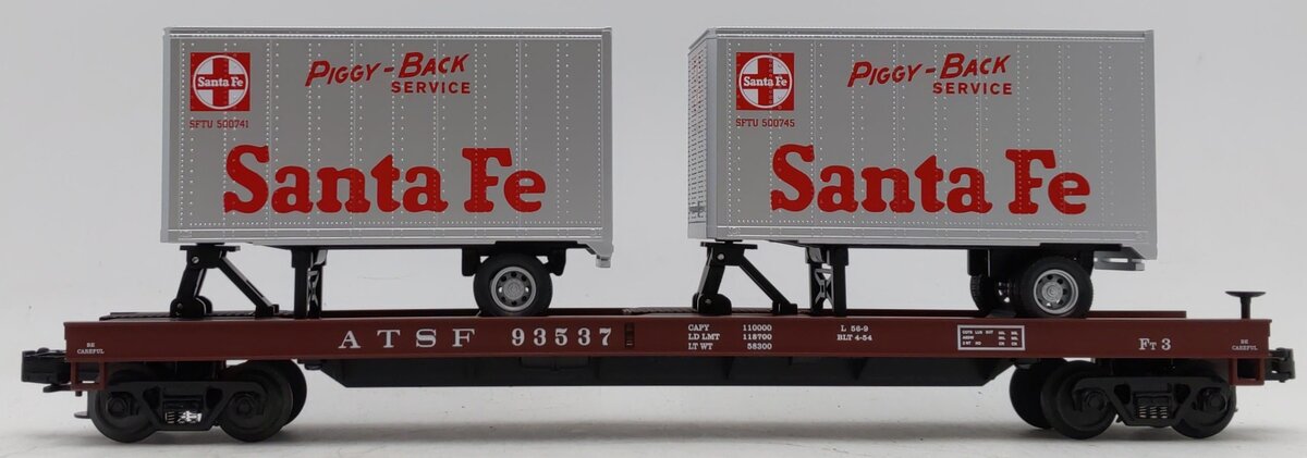 MTH 20-98111 Santa Fe Flatcar with 2 Santa Fe Trailers NIB