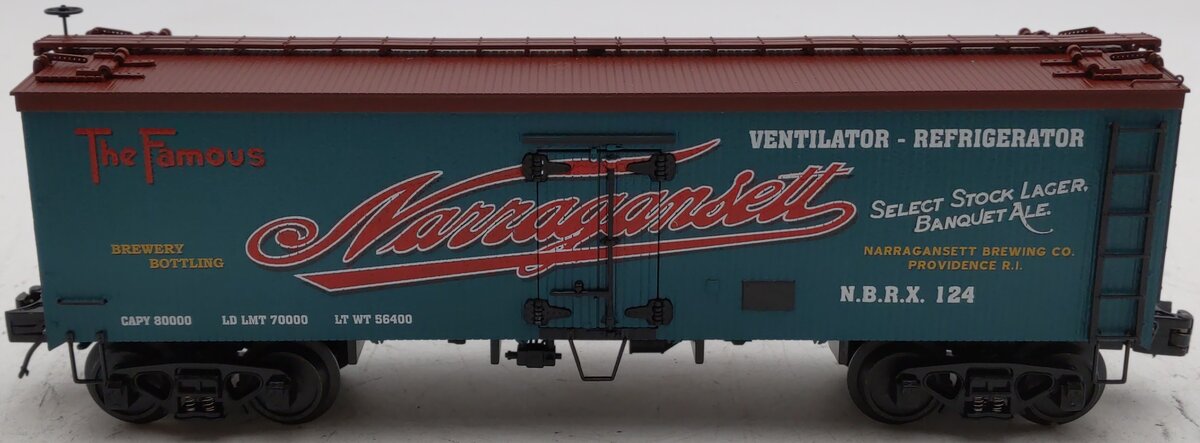 MTH 20-90278E O Gauge Narragansett Ale 36' Woodsided Reefer LN/Box