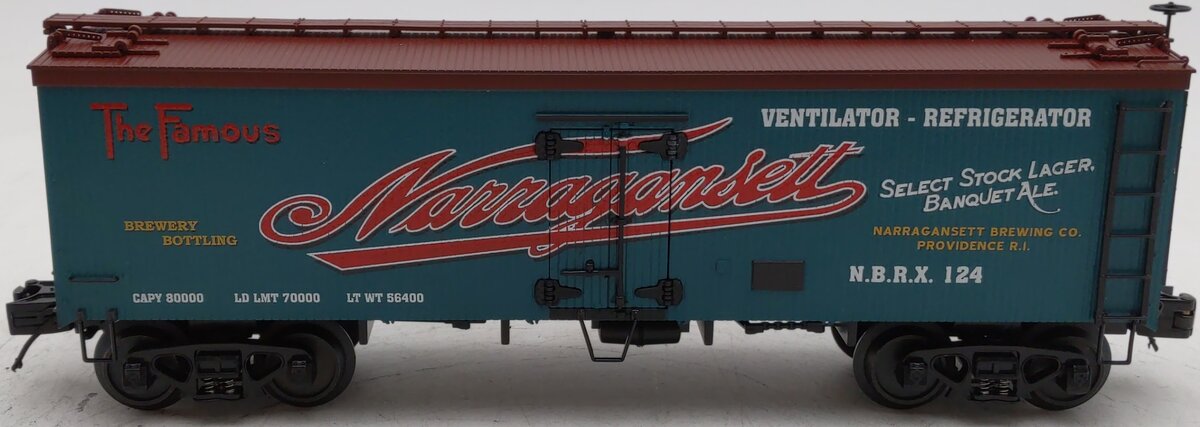 MTH 20-90278E O Gauge Narragansett Ale 36' Woodsided Reefer LN/Box