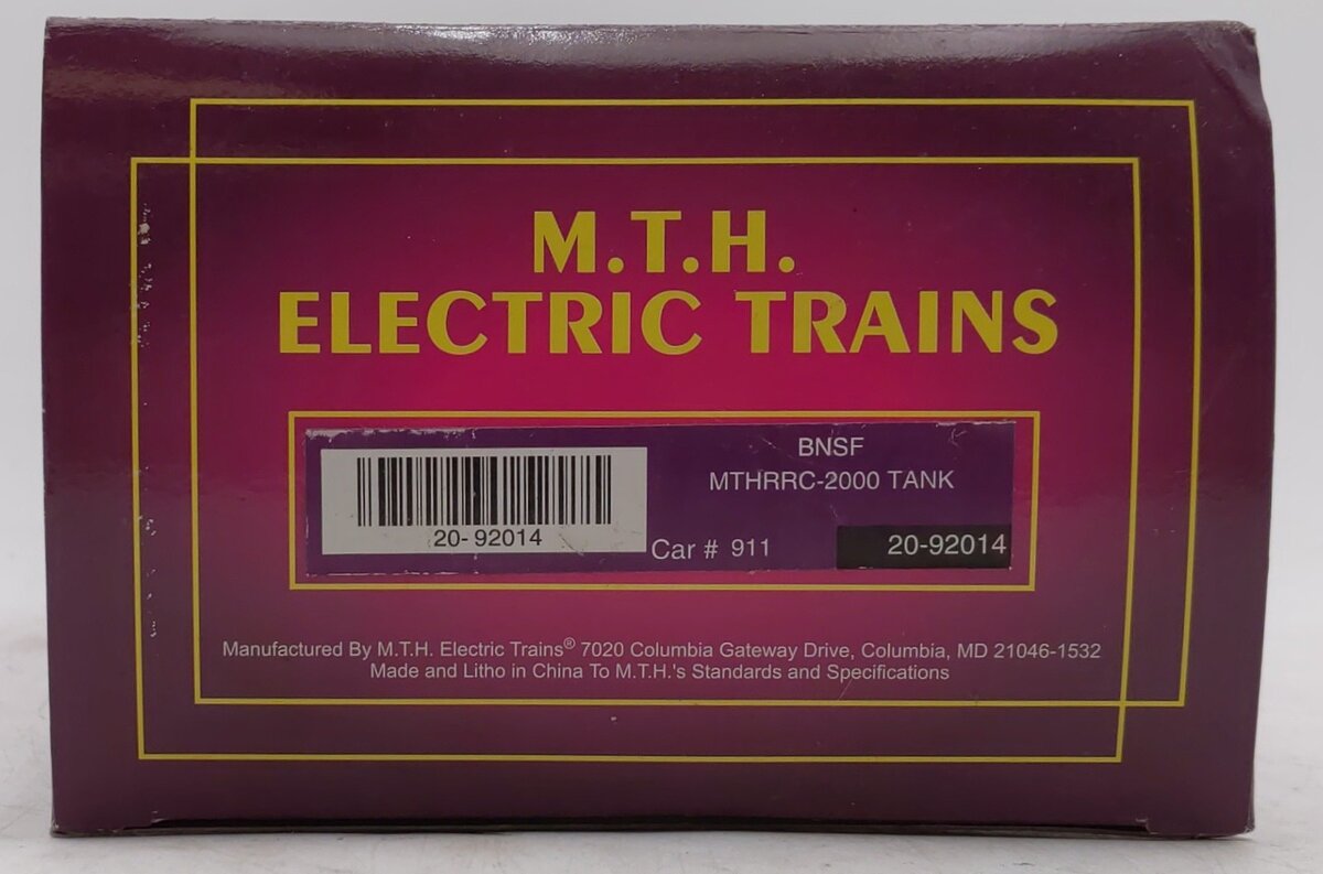 MTH 20-92014 O Gauge MTHRRC-2000 BNSF Tank Car #911R LN/Box