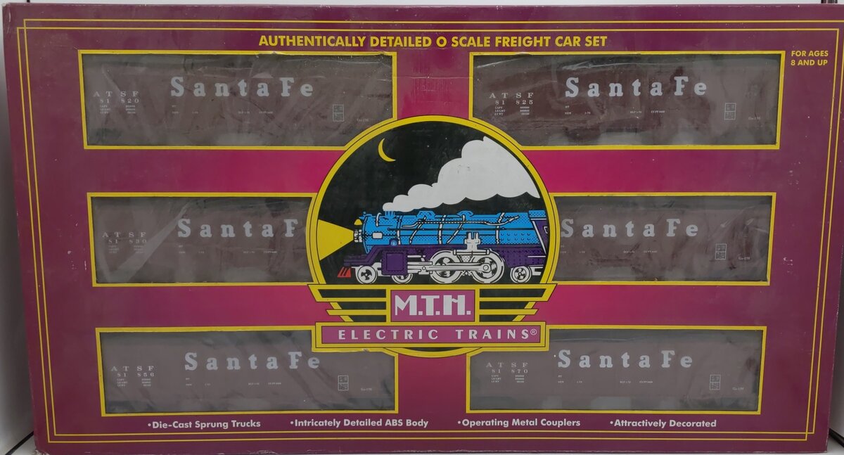 MTH 20-97058 O Gauge Santa Fe Premier 4-Bay Hopper Car Set (Set of 6) NIB