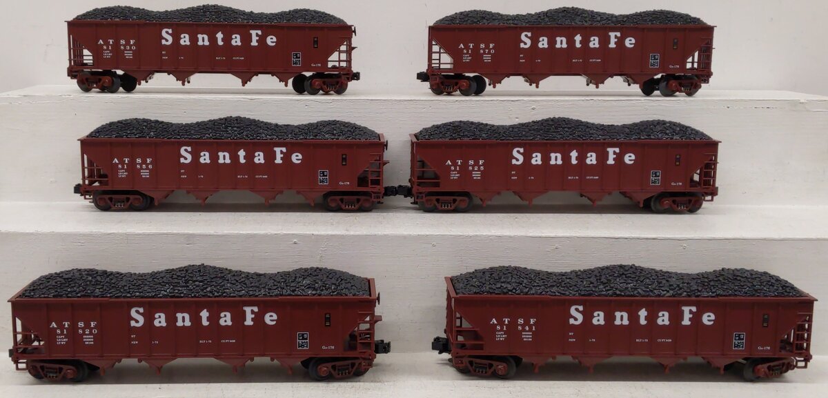 MTH 20-97058 O Gauge Santa Fe Premier 4-Bay Hopper Car Set (Set of 6) NIB