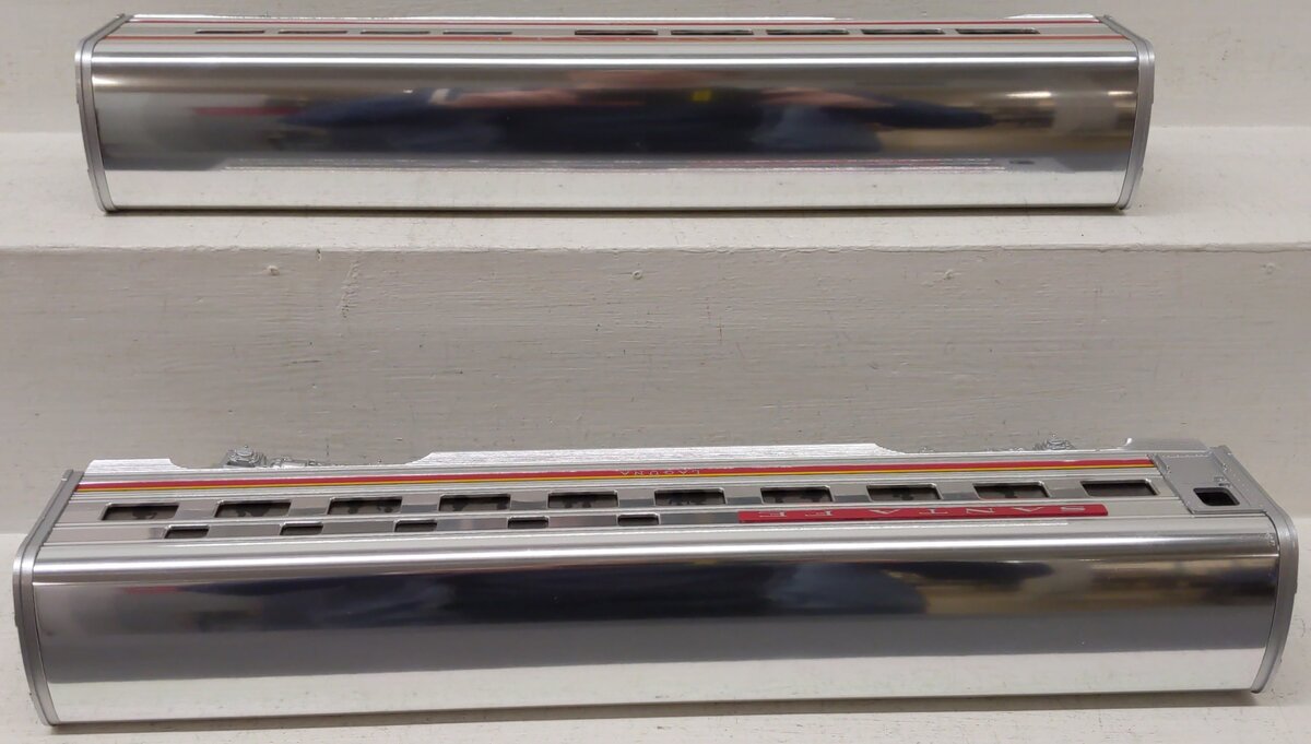 MTH 20-6122 O Gauge AT&SF "El Capitan" Sleeper/Diner Aluminum Passenger Car Set EX/Box