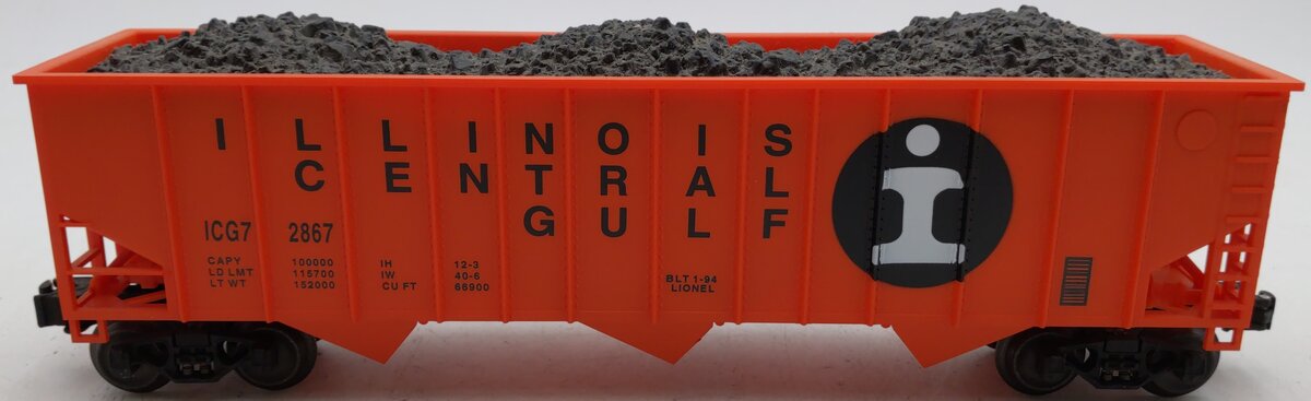 Lionel 6-17121 O Gauge Illinois Central 3-Bay Hopper w/Coal #2867 LN/Box