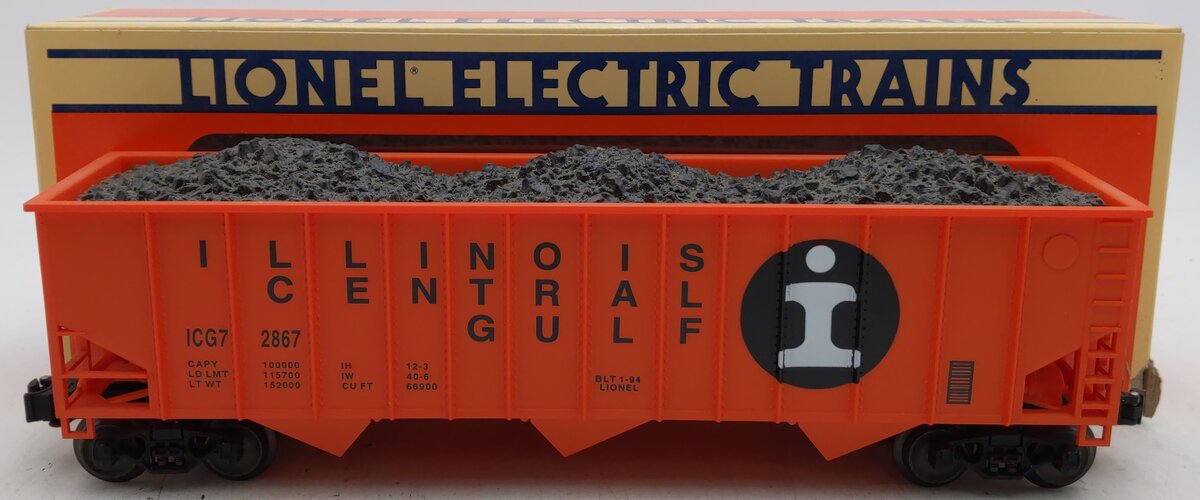 Lionel 6-17121 O Gauge Illinois Central 3-Bay Hopper w/Coal #2867 LN/Box