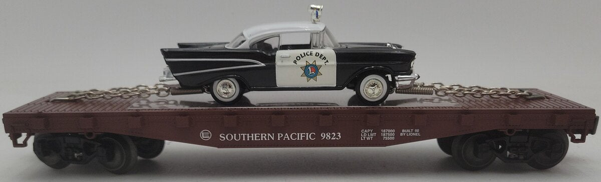 Lionel 6-26906 O Gauge Southern Pacific Flatcar w/ 1957 Chevy Police Car EX/Box