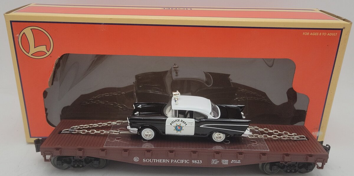 Lionel 6-26906 O Gauge Southern Pacific Flatcar w/ 1957 Chevy Police Car EX/Box