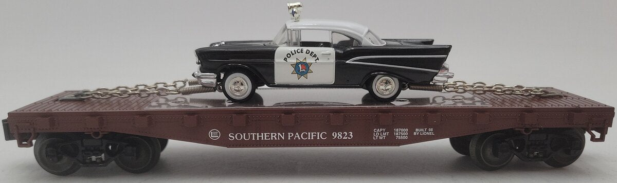 Lionel 6-26906 O Gauge Southern Pacific Flatcar w/ 1957 Chevy Police Car EX/Box