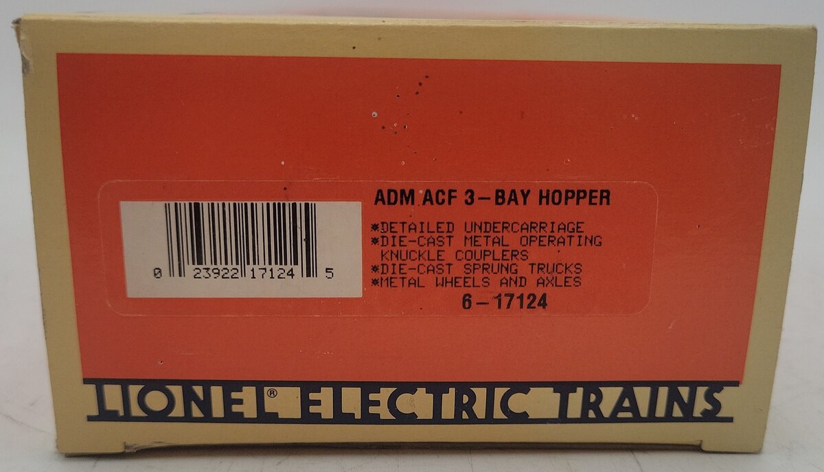 Lionel 6-17124 Archer Daniels Midland 3-Bay ACF Hopper #50224 EX/Box