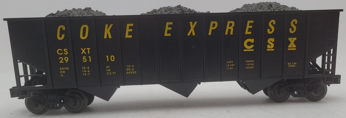 Lionel 6-17120 O Gauge CSX 3-Bay Hopper with Coal Load EX/Box