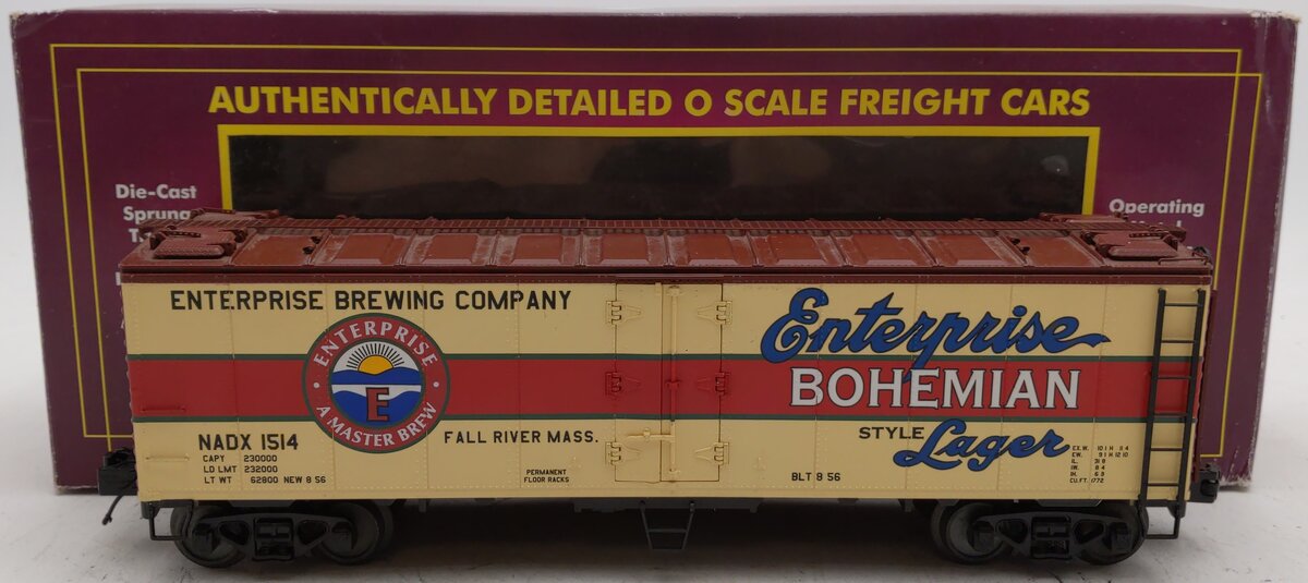 MTH 20-94239 O Gauge Enterprise Lager 40' Steel Sided Reefer #1512 EX/Box