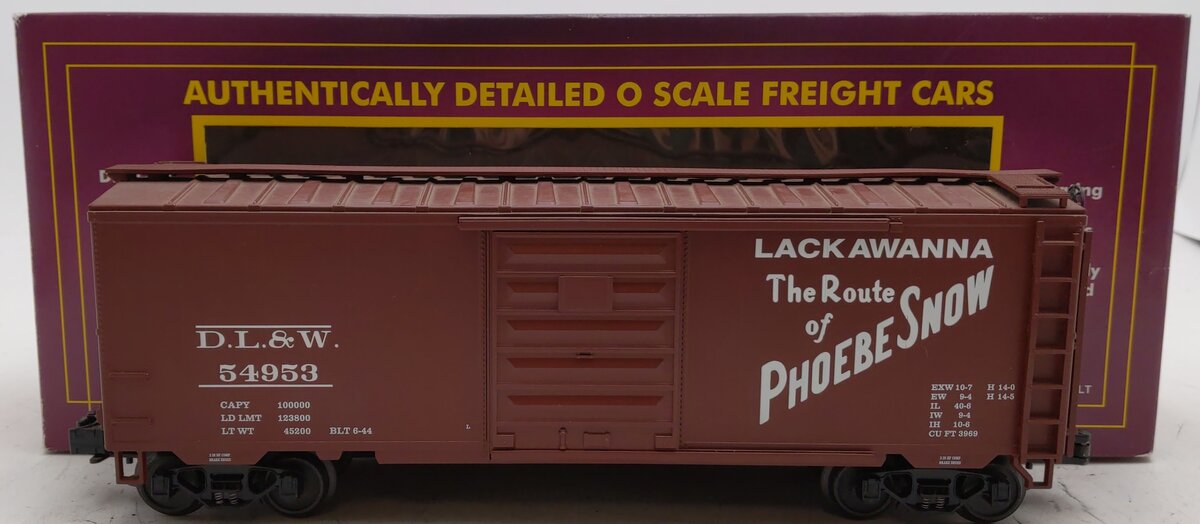 MTH 20-93084 O Gauge Lackawanna 40' Single Door Boxcar #54953 EX/Box