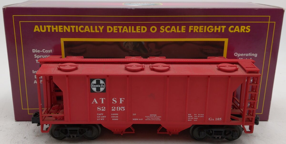 MTH 20-97120 O Guage Santa Fe PS-2 2-Bay Covered Hopper #82295 EX/Box