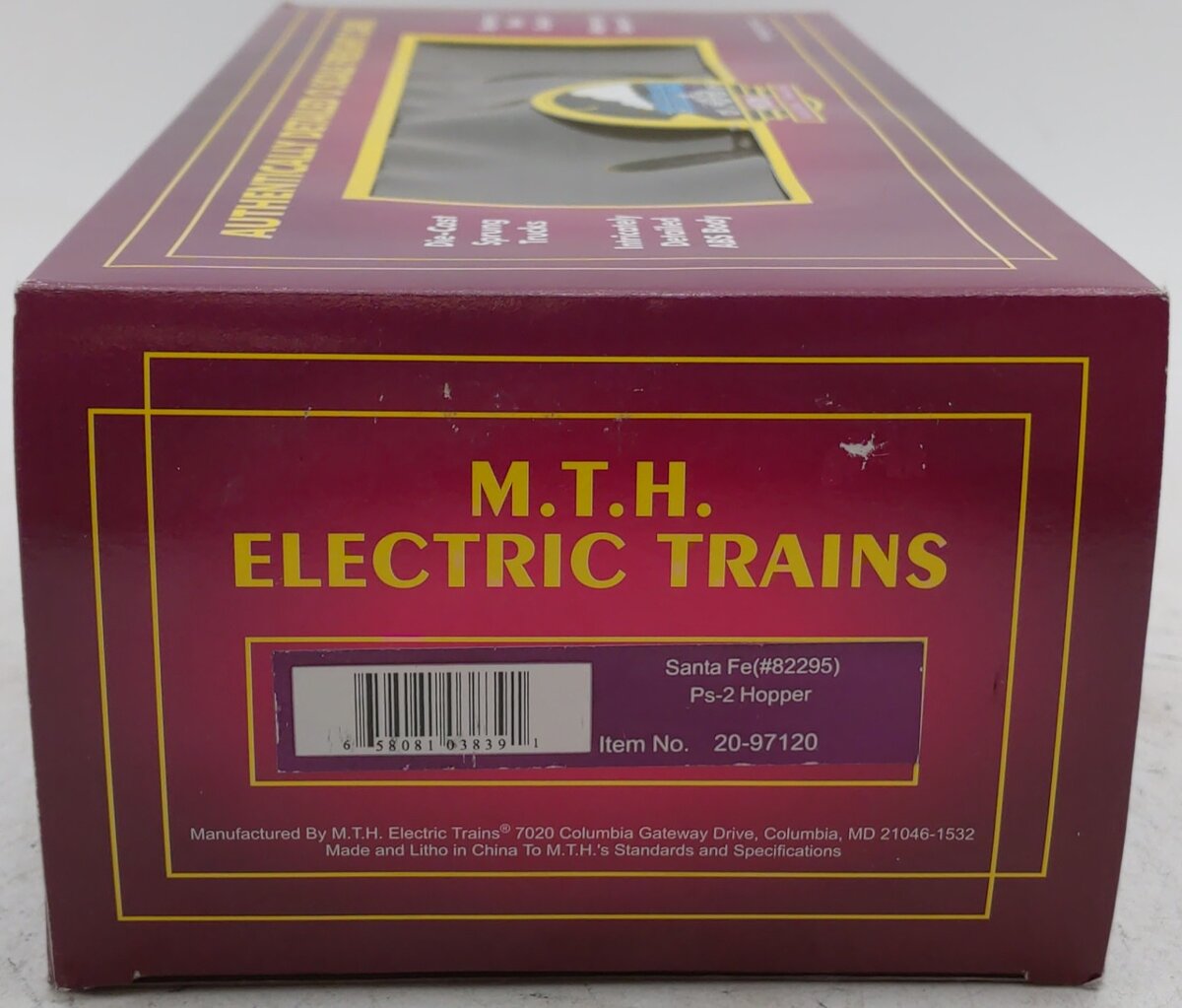 MTH 20-97120 O Guage Santa Fe PS-2 2-Bay Covered Hopper #82295 EX/Box