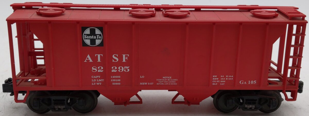 MTH 20-97120 O Guage Santa Fe PS-2 2-Bay Covered Hopper #82295 EX/Box