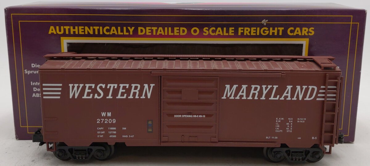 MTH 20-93009 O Gauge Western Maryland Boxcar #27209 EX/Box