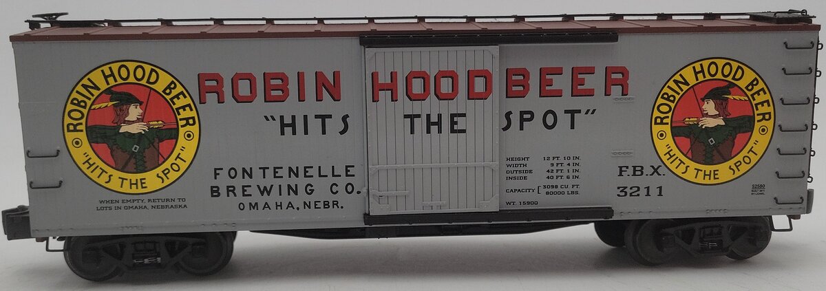 Lionel 6-52580 O LOTS 2011 Robin Hood Beer Double-Sheathed Boxcar #3211 EX/Box