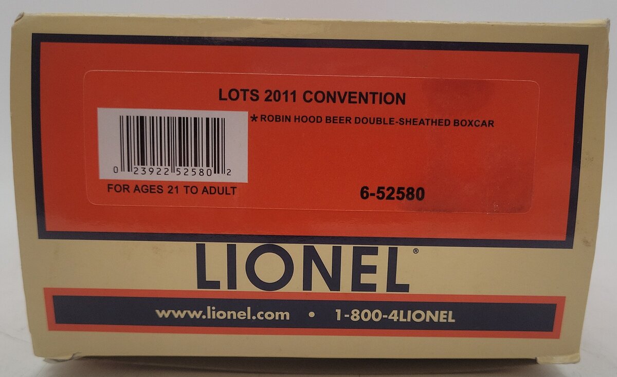 Lionel 6-52580 O LOTS 2011 Robin Hood Beer Double-Sheathed Boxcar #3211 EX/Box