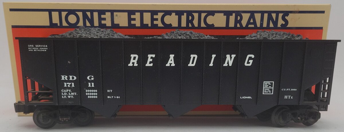 Lionel 6-17111 O Gauge Reading 3-Bay Hopper with Coal Load EX/Box