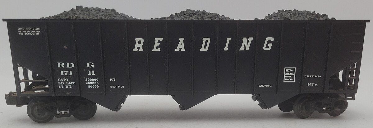 Lionel 6-17111 O Gauge Reading 3-Bay Hopper with Coal Load EX/Box